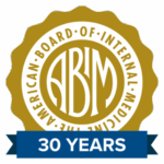 This badge celebrates over 30 years of dedication to excellence and signifies a ongoing commitment to professional growth. Maintaining board certification throughout a career reflects a physician’s dedication to staying current in the knowledge, skills and attitudes essential for delivering excellent patient care.